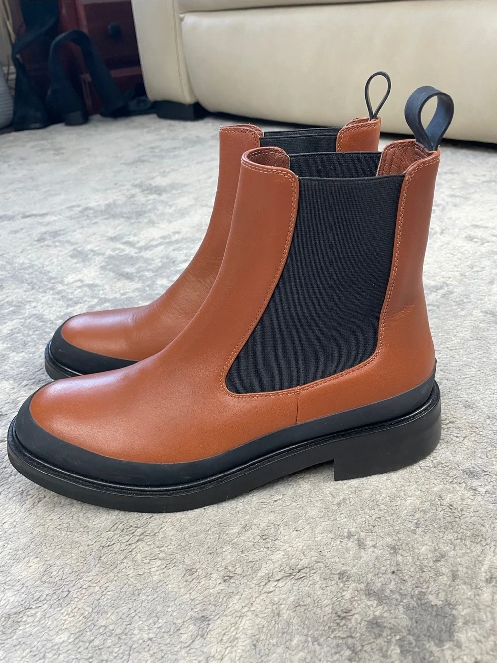 Frame Le Holland Chelsea Boots Ankle Tobacco Brown Sz 38